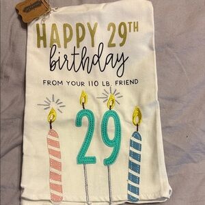 Mud Pie Happy 29th Birthday Kitchen Towel - Gold, Pink, Blue